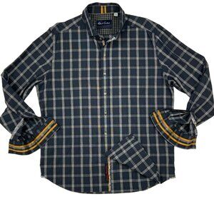 Robert Graham Button Down Collar Shirt 2XL XXL Blue Long Sleeve Tailored Fit